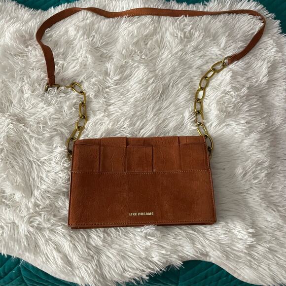 Like Dreams Women's Hailey Woven Brown Suede Crossbody Handbag - Picture 1 of 8